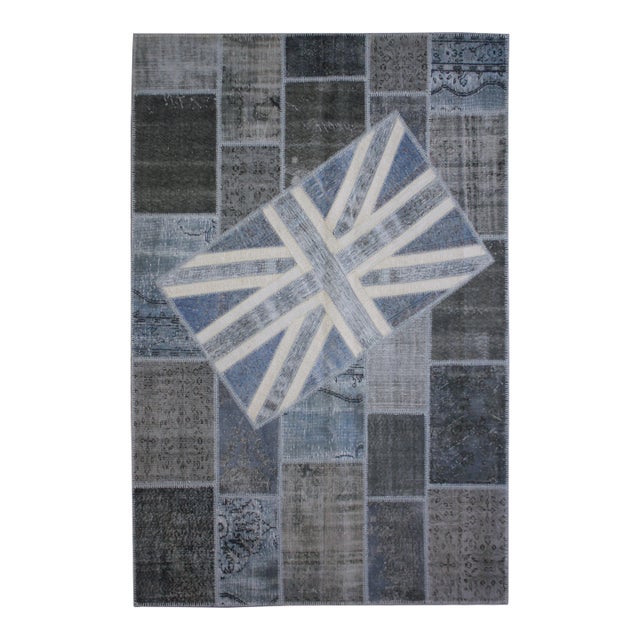 Hand Knotted Antique Patchwork Flag Rug - 6′7″ × 9′10″ For Sale