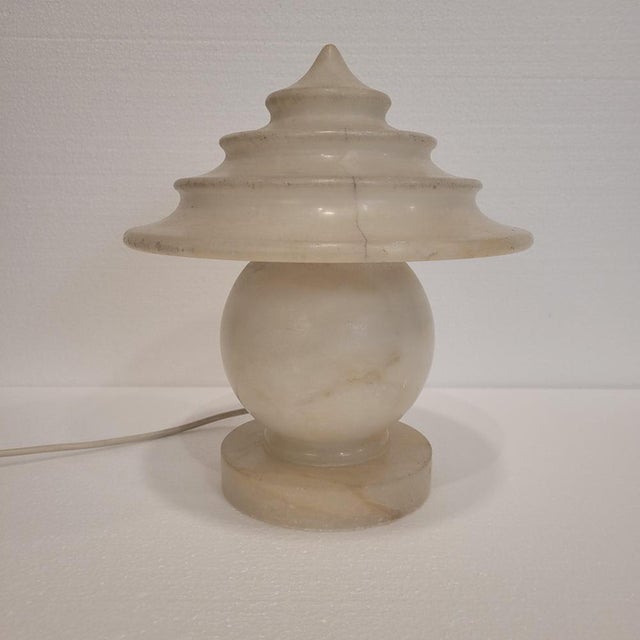 Stone 20th Century Art Nouveau Table Lamp in Alabaster, France, 1940s For Sale - Image 7 of 18