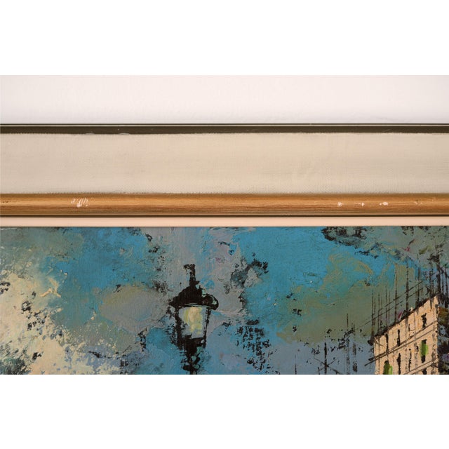 Large Mid Century Brutalist Style Paris Bridge Scene Painting For Sale - Image 9 of 12