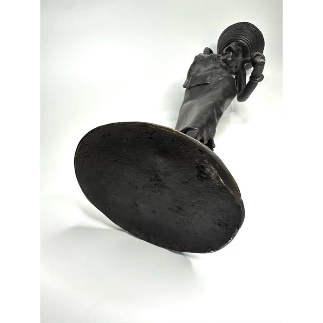 Tribal Female Solid Bronze Finish Figurine For Sale - Image 11 of 12