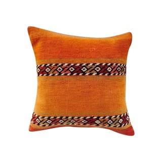 Orange Turkish Kilim Pillow For Sale