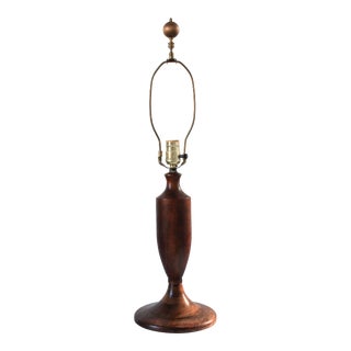 Vintage Handmade Turned Walnut Table Lamp For Sale