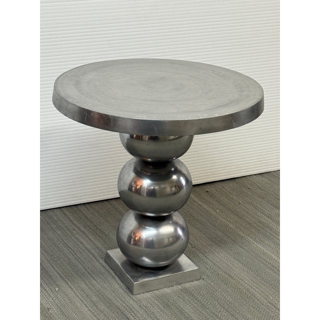 Sculptural Stacked-Sphere Metal Pedestal Side Table For Sale - Image 9 of 12