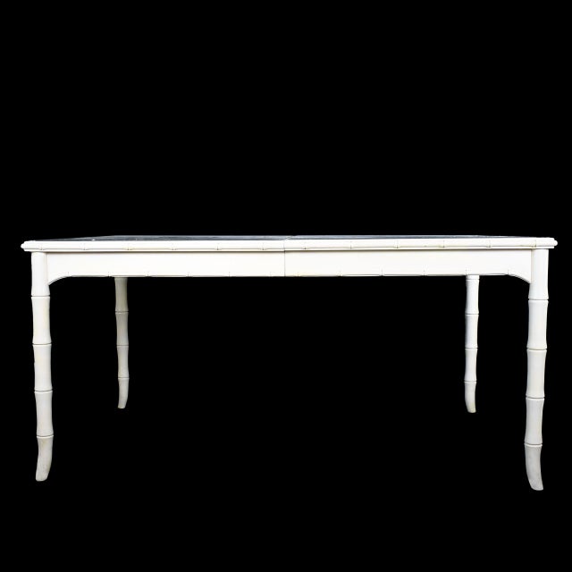 Late 20th Century Fretwork Faux Bamboo White Dining Table For Sale - Image 5 of 5