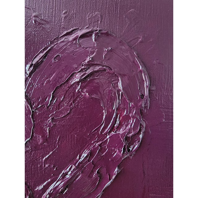 Eggplant Textured Abstract Heart Painting For Sale - Image 8 of 11