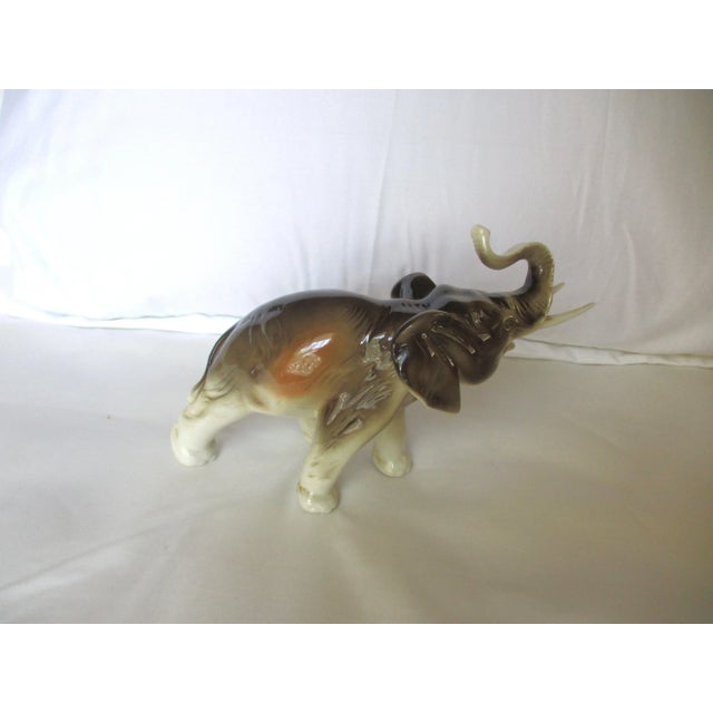 Traditional Vintage Royal Dux Amphora Porcelain Charging Elephant For Sale - Image 3 of 12