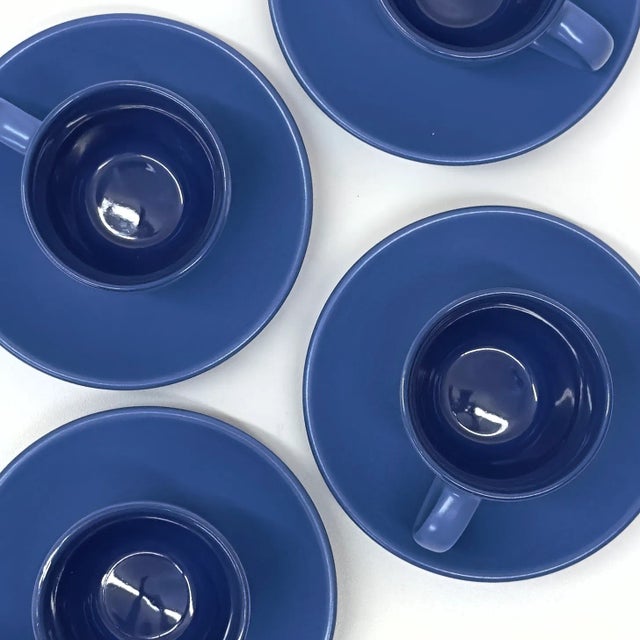 Mid-Century Modern Classic 1990s True Blue Demi Tasse Cups - Set of 4 For Sale - Image 3 of 7