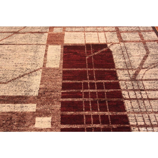 Tribal Geometric Bold Earthy Color Large Size Modern Rug For Sale - Image 4 of 9