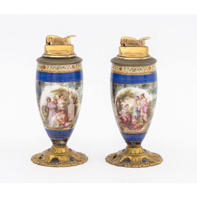 Early 20th Century French Porcelain Table Lighters, Pair For Sale - Image 5 of 9