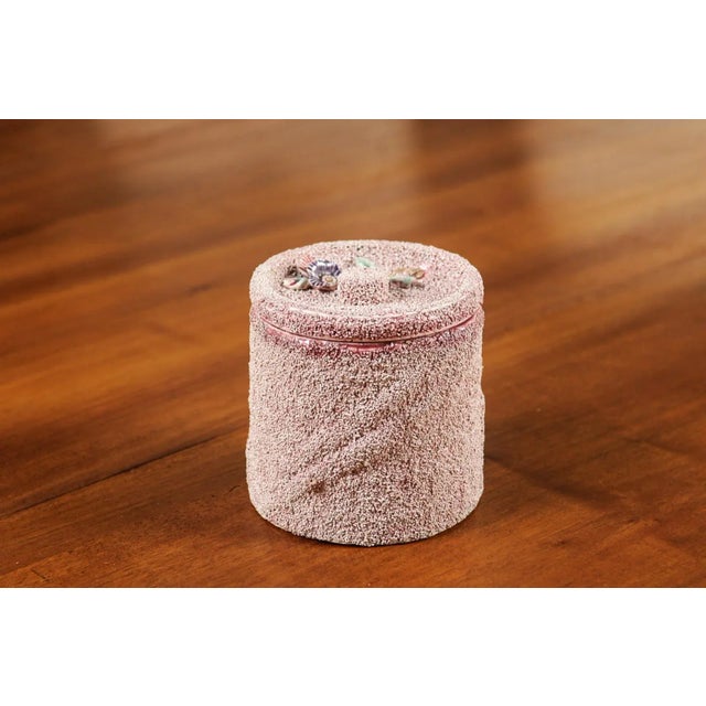 English 20th Century Pottery Box with Floral Motifs, Textured Ground and Lid For Sale - Image 10 of 13