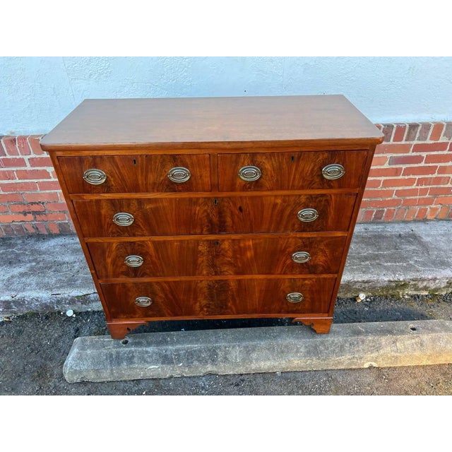 English Antique George IIIl Quality Mahogany Chest of Five Drawers For Sale - Image 3 of 11