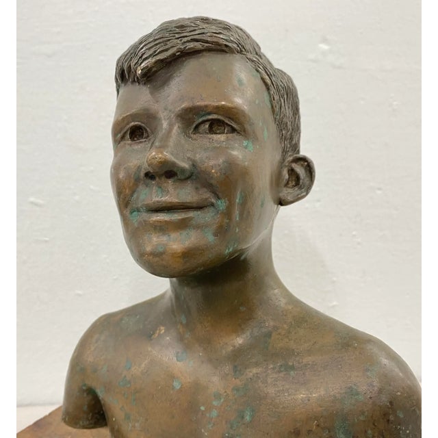 American Rex Dietderich (American, 20th C.) "Frank, Age 14" Original Bronze Sculpture C.1970s For Sale - Image 3 of 7