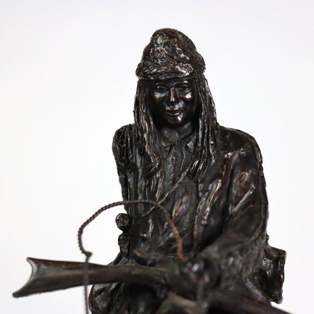 Vintage Frederic Remington Bronze Sculpture on Marble Base “Mountain Man" For Sale - Image 4 of 16