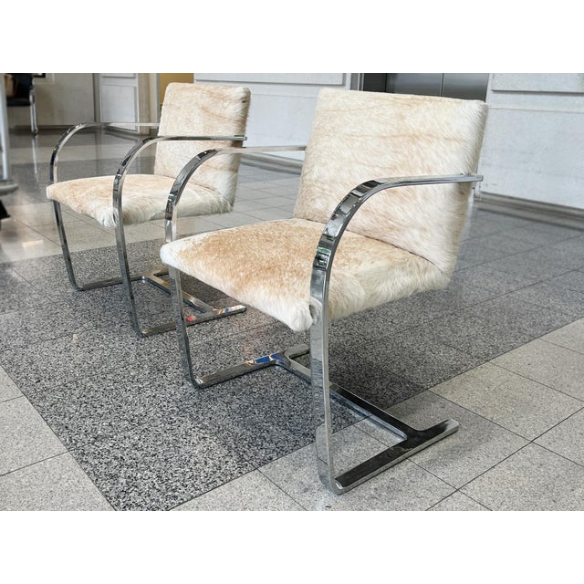 Bauhaus Style Cantilevered Steel Chairs in Pony Skin - A Pair For Sale In New York - Image 6 of 15