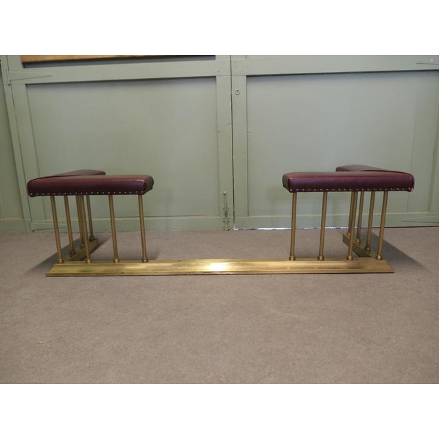 Art Deco Brass & Leather Club Fender, Fireside Bench This is a lovely old country house piece, it is made in Brass with...