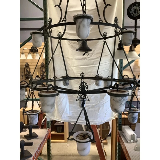1960s 3 Tier 'Kerylos' Style Alabaster Chandelier For Sale - Image 4 of 6