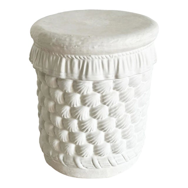 Coastal Cast Ceramic Sculpted Seashell Side Table/Pedestal For Sale
