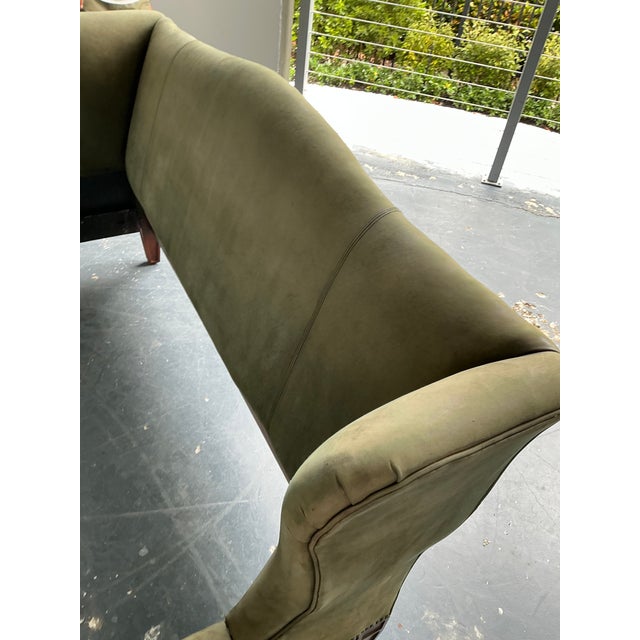 Vintage Ralph Lauren Nubuck Suede Wing Back Bed For Sale - Image 10 of 12