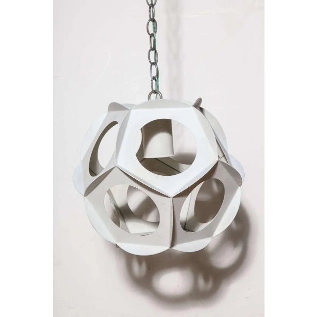 Mid-Century Modern 1960s Preben Dahl Style White Enameled Steel Hanging Pendant For Sale - Image 3 of 9
