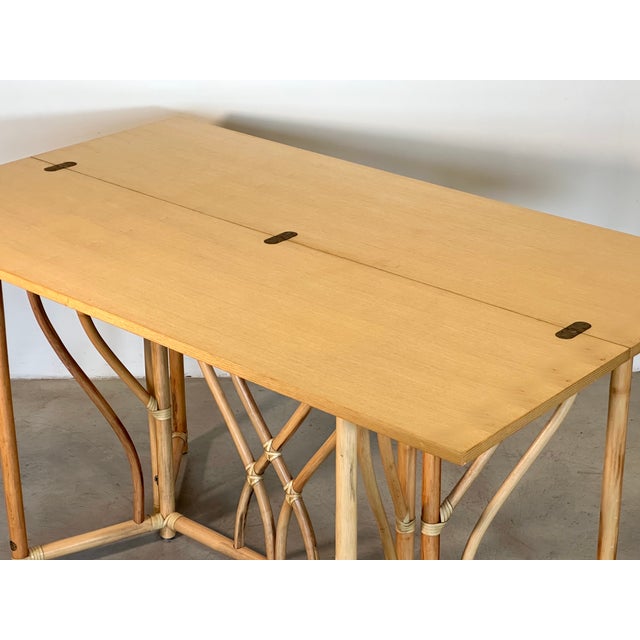 Light Yellow Console Table in Wood and Bamboo from IG, 1970s For Sale - Image 8 of 16