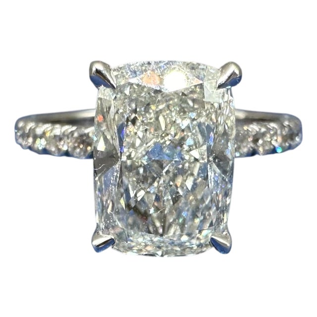 Elongated Cushion Lab Grown Diamond Hidden Halo Engagement Ring – 3.44ctw, Igi, Size 7 For Sale