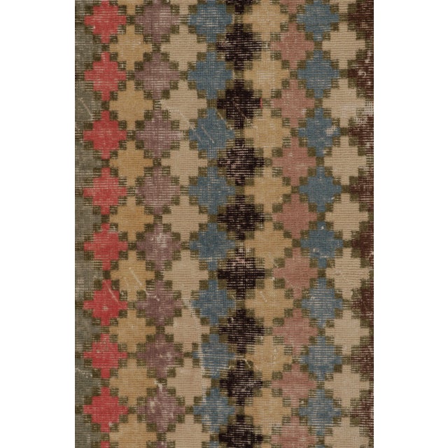 Vintage Turkish Distressed Rug With Polychromatic Diamond Patterns - Rug & Kilim For Sale In New York - Image 6 of 8