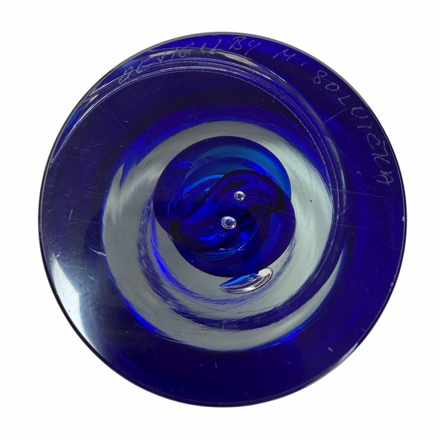 Mid 20th Century Mid Century Modern Blue Scandinavian Art Glass Vase For Sale - Image 5 of 5