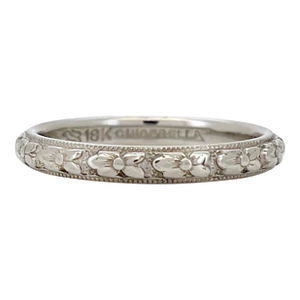 Art Deco White Gold Lohengrin Cinderella Band, Size 5.25, 14k