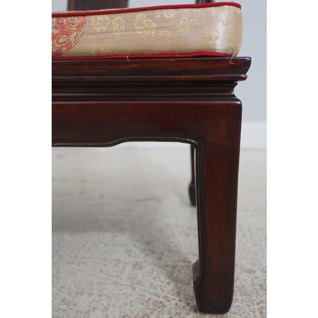 Pair of Vintage Chinese Rosewood Carved Armchairs For Sale - Image 9 of 18