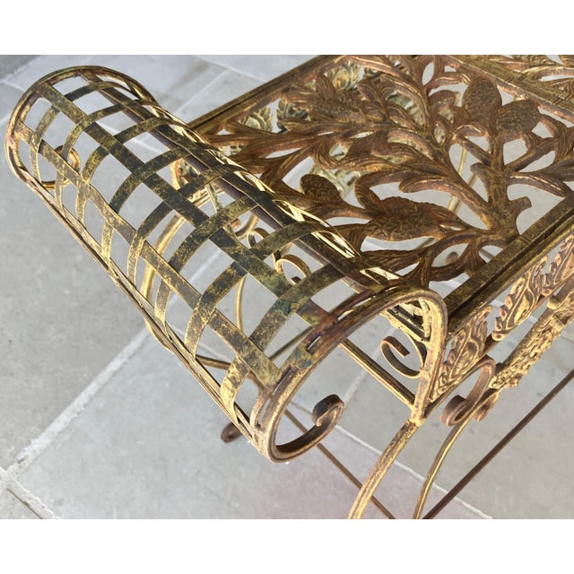 Late 20th-Century Curule-Style Iron & Steel French Regency Garden-Inspired Bench For Sale - Image 17 of 18