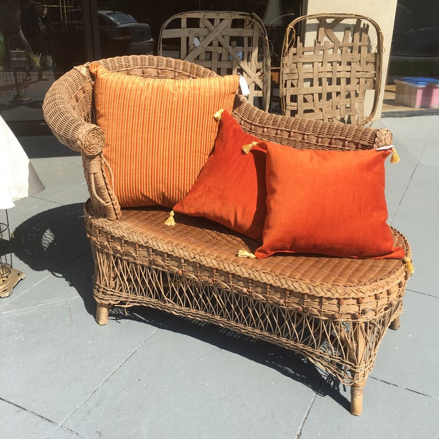 Vintage Boho Wicker Chaise Lounge | Chairish