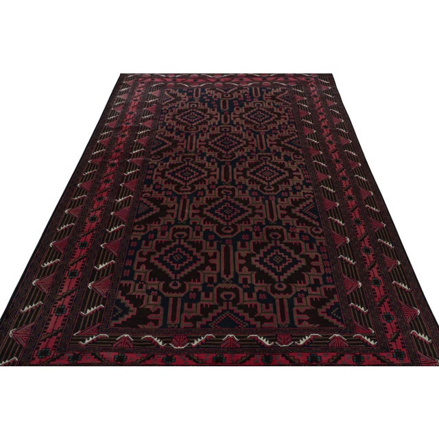 Rug & Kilim Rug & Kilim’s Contemporary Baluch Rug in Red and Blue Patterns For Sale - Image 4 of 7