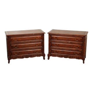 Guy Chaddock French Country Style Pair Of Three Drawer Chest Nightstands For Sale
