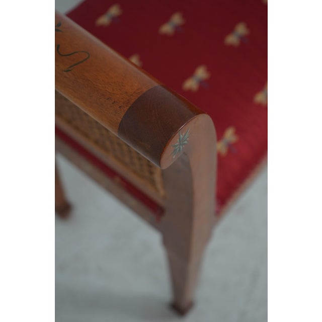 Adams Paint Decorated Cane Side Window Bench For Sale - Image 4 of 14