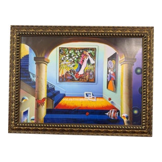Late 20th Century Ferjo "Homage to Chagall" Limited Edition Signed Giclée on Canvas - Framed For Sale