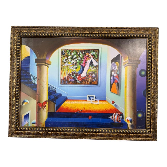 Late 20th Century Ferjo "Homage to Chagall" Limited Edition Signed Giclée on Canvas - Framed For Sale