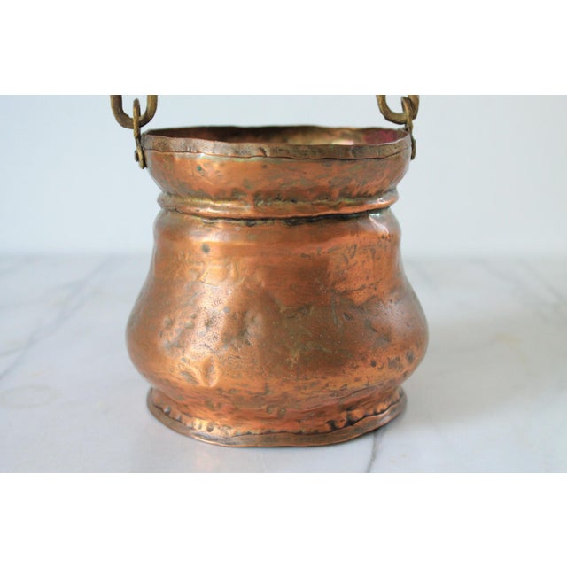 Copper Vintage Hand Forged Copper Pot or Small Cauldron For Sale - Image 8 of 9