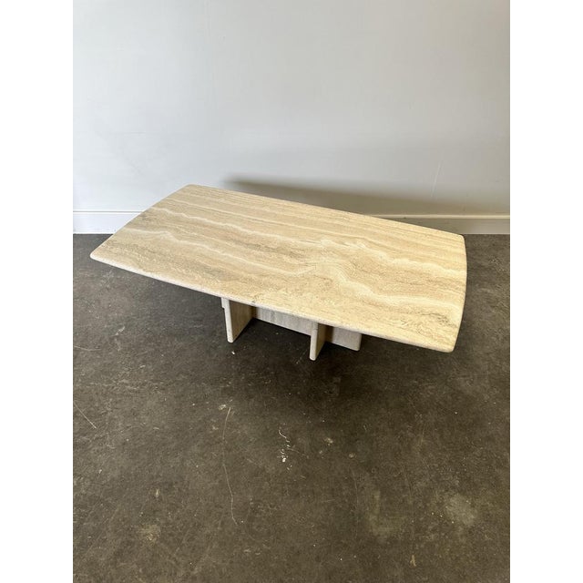Vintage Travertine & Marble Coffee Table, France, 1980s For Sale - Image 5 of 14