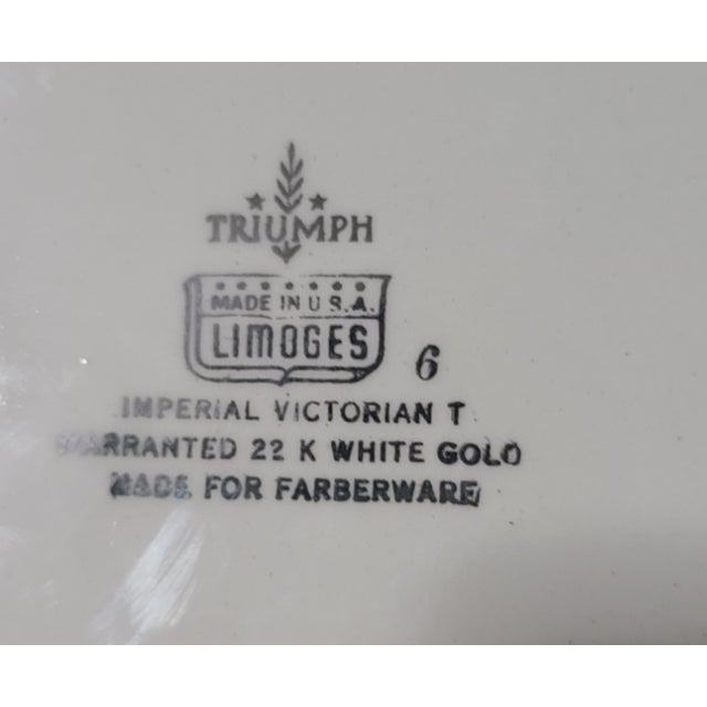 Vintage Triumph Imperial Victorian Limoges Fruit Floral 22k White Gold Plate Farberware Aluminum Tray For Sale - Image 11 of 12