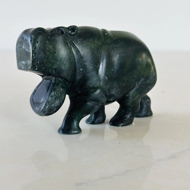 Green Mid-Century Hand Carved African Hippo of Green Verdite / Malachite Stone For Sale - Image 8 of 8