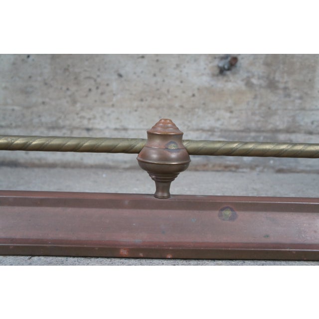 Mid 20th Century Decorative Crafts Inc Victorian Revival Brass Fireplace Fender Hearth Rope Twist For Sale - Image 9 of 10