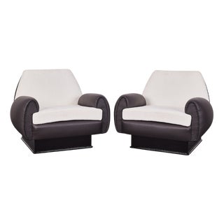 Set of Art Deco Club Chairs with High Gloss Black Base, 1940s For Sale