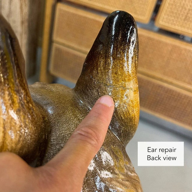 Italian Made Hand Painted and Glazed Terra Cotta Near Life Size German Shepherd For Sale - Image 11 of 13
