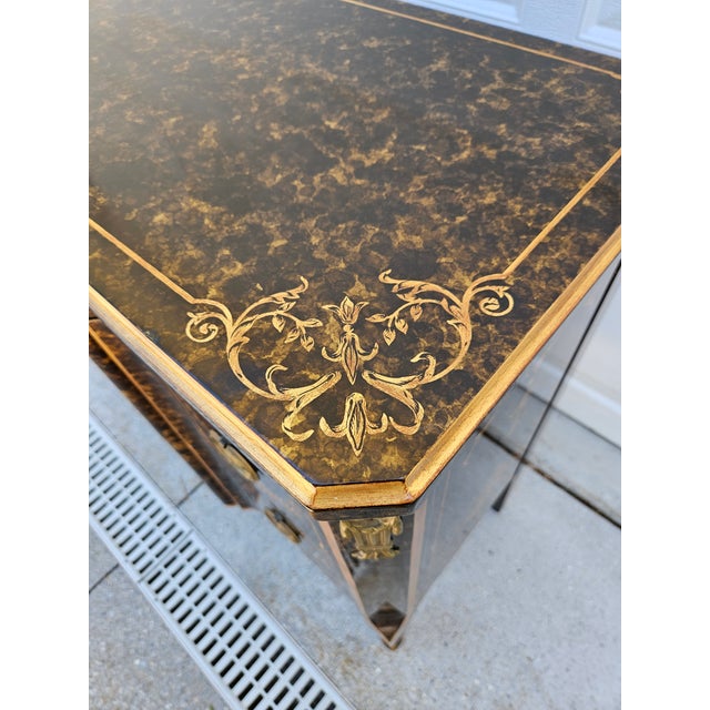 Widdicomb Black Lacquered and Gilt Venetian Chest Commode For Sale - Image 10 of 18