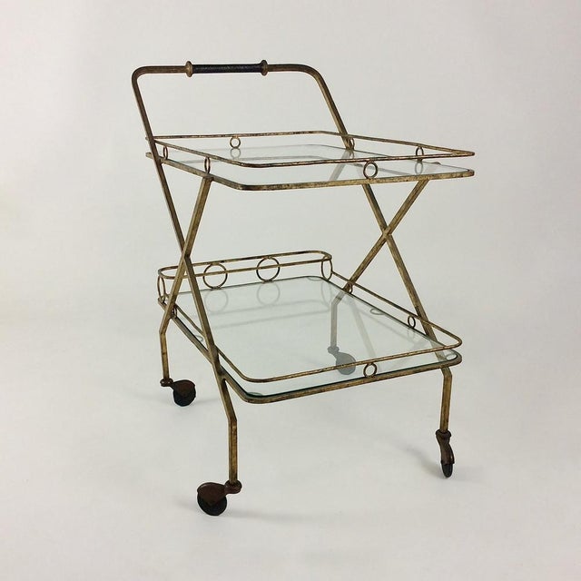 Metal Gilt Metal Bar Cart, Italy, 1960s For Sale - Image 7 of 15