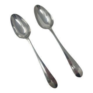 Antique Pair Irish Dublin Sterling Silver Serving Gravy Spoons John Pittar 1780 For Sale
