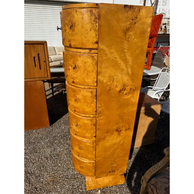 Late 20th Century Art Deco Style Burl Wood 6 Drawer Chest For Sale - Image 4 of 6