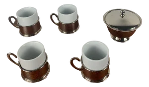 Vintage Coffee Cups and Sugar Bowl, 1950s, Set of 5