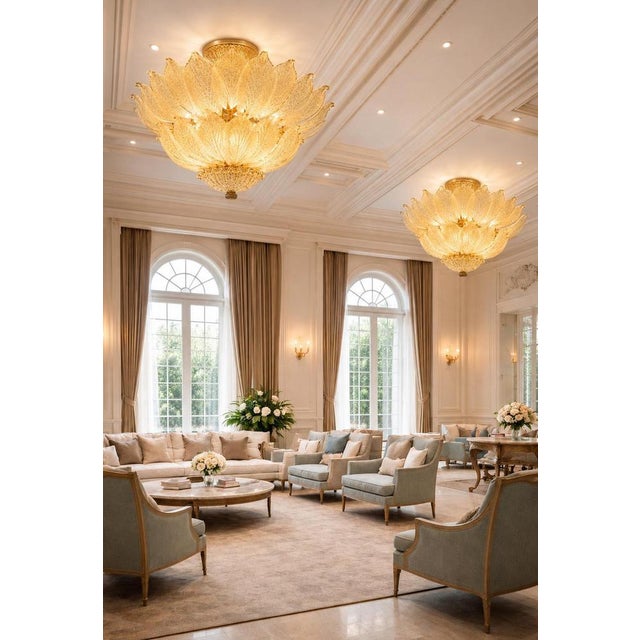Aqua Venetian Ceiling Lights by Valentina Planta. Murano, 1990, Set of 2 For Sale - Image 8 of 9