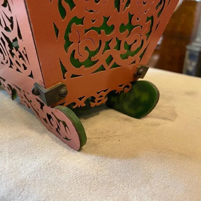 1960s 1960s Green and Pink Plexiglass and Brass Italian Basket For Sale - Image 5 of 13